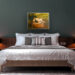 Acrista Art Painting "Silently" in a modern bedroom with dark green wall
