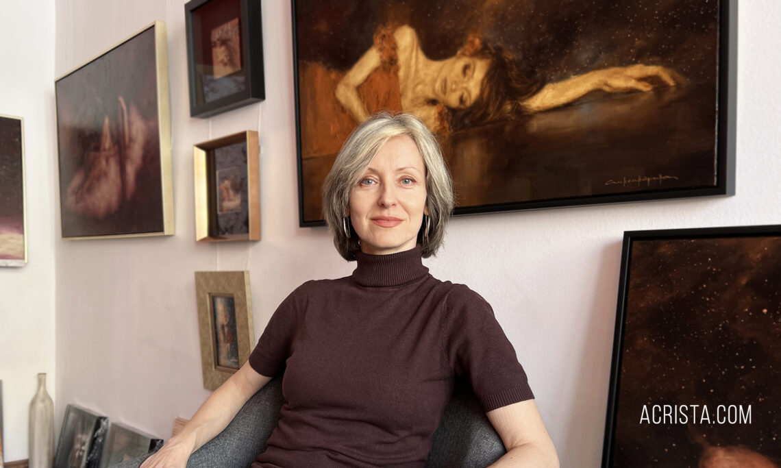 Artist Alexandrina Karadjova in her studio