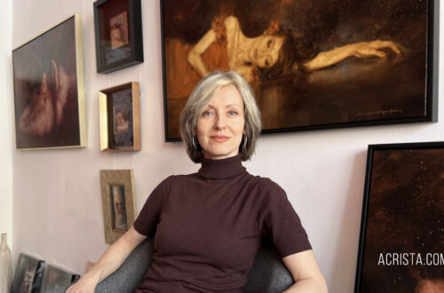 Artist Alexandrina Karadjova in her studio